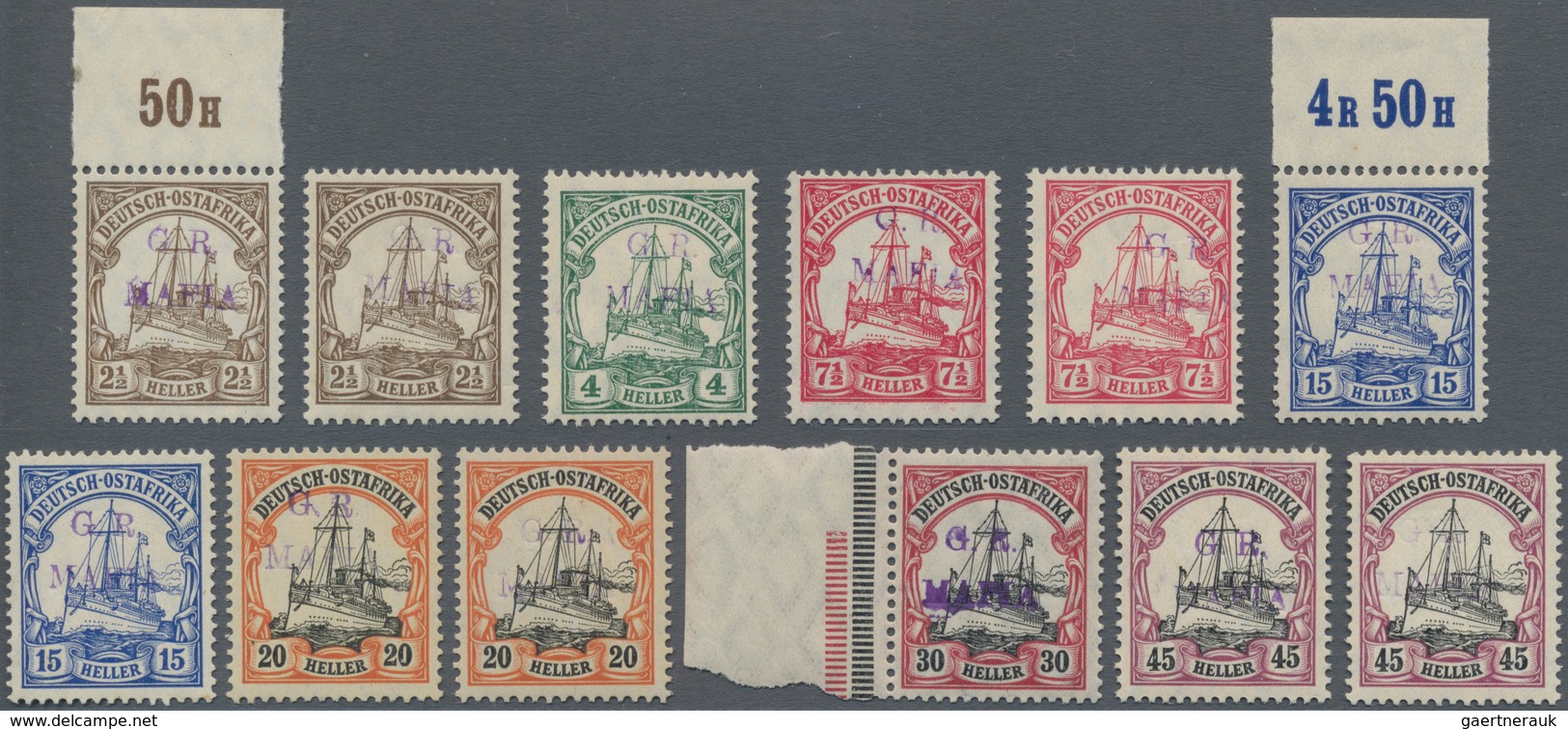 Tanganjika: 1915 Short Set Of 12 Stamps Of German East Africa (2½h. To 45h., Plus Colour Shades) All - Tanganyika (...-1932)