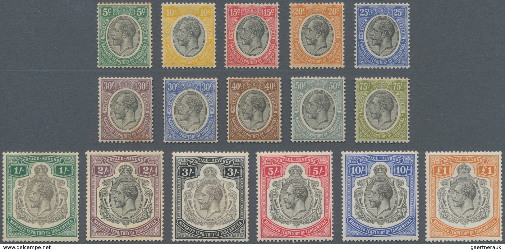 Tanganjika: 1927-31 KGV. Set Of 16 Up To £1, Mint Lightly Hinged, Few Smaller Values Slightly Staine - Tanganyika (...-1932)