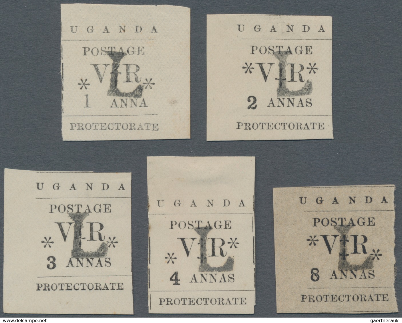 Uganda: 1896 Short Set To 8a. Optd. "L" For Local Use, Unused Without Gum, Fresh And Fine. (SG £905) - Oeganda (1962-...)