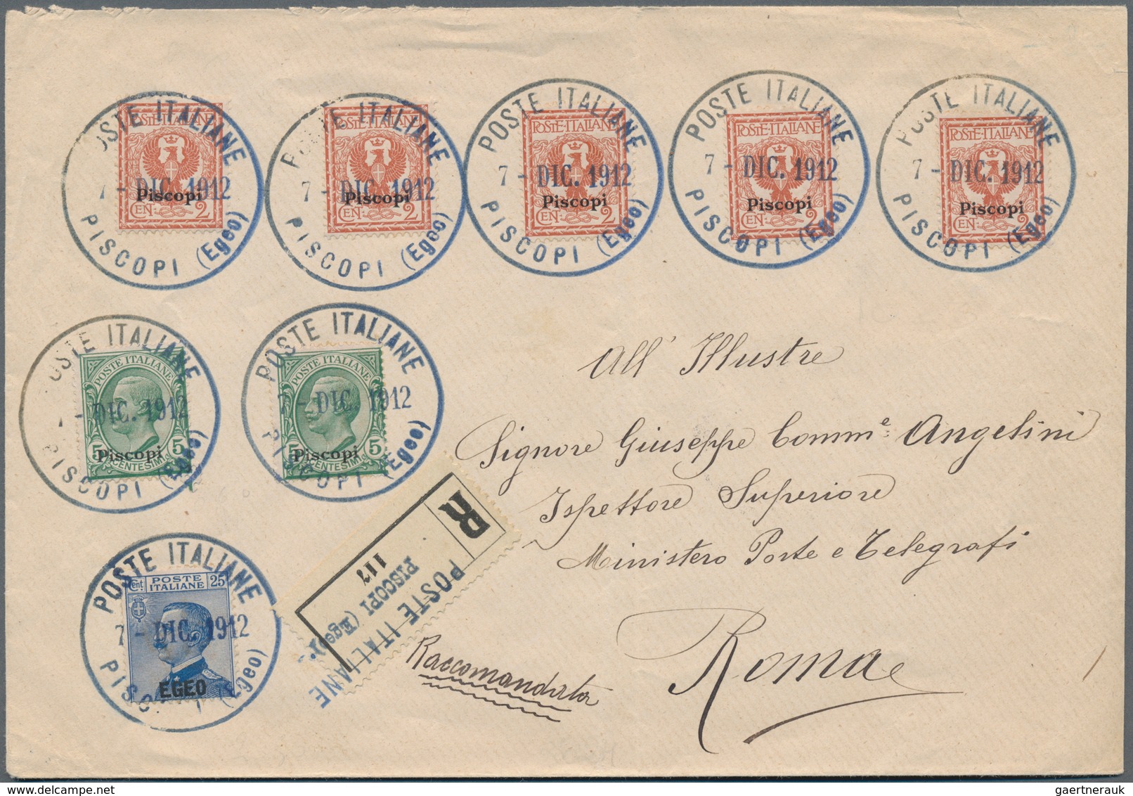 Ägäische Inseln: 1912, PISCOPI, 5 X 2 Cmi Orange Brown And 2 X 5 Cmi Green, Each With Ovp "Piscopi", - Aegean