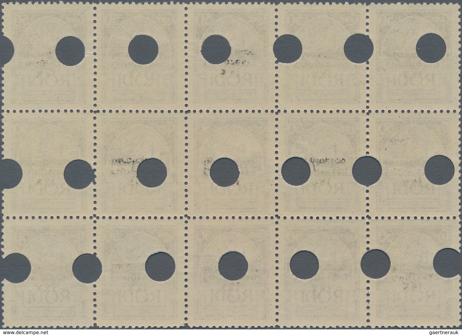 Ägäische Inseln: RHODOS: 1929, 50 C Brown In Block Of Fifteen With Inverted Overprint "XXI. Congress - Aegean