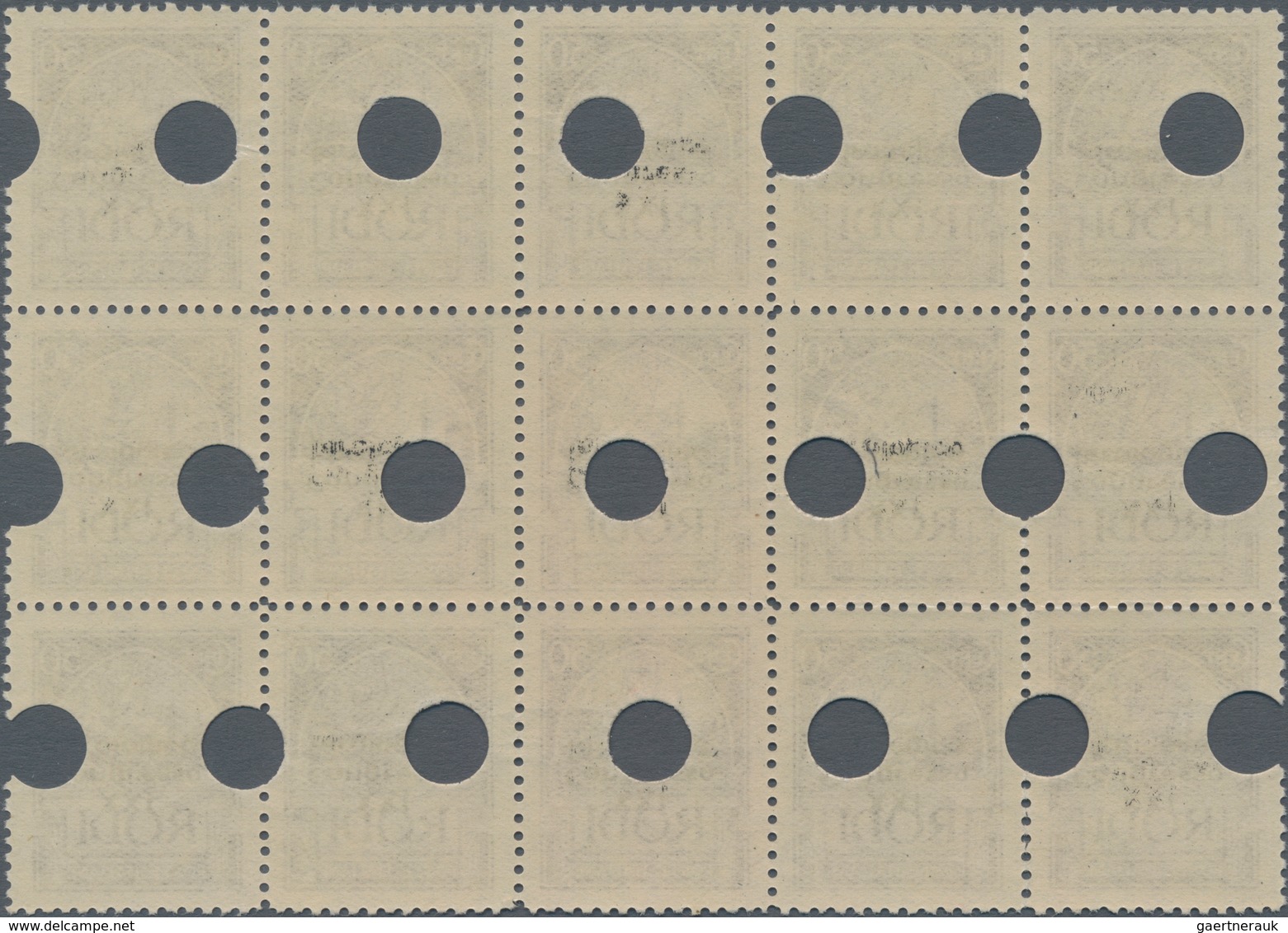 Ägäische Inseln: RHODOS: 1929, 50 C Brown In Block Of Fifteen With Inverted Overprint "XXI. Congress - Egée