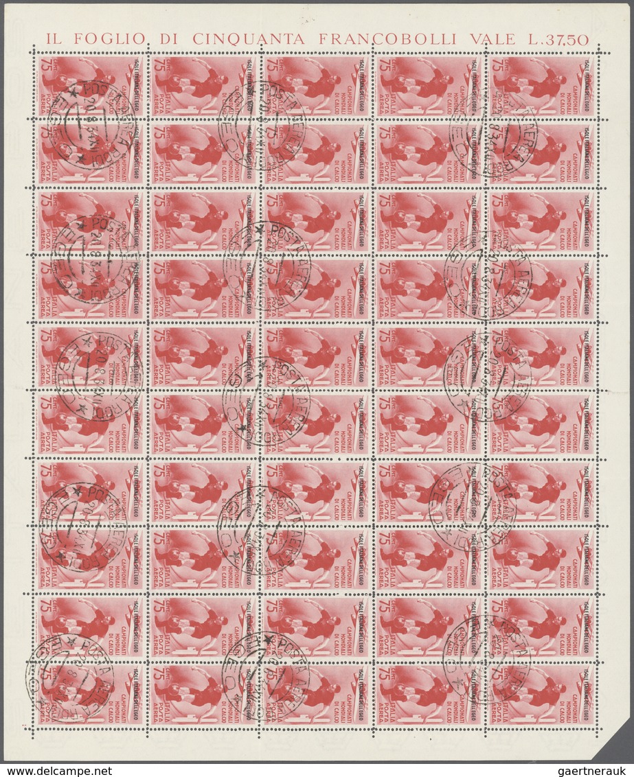 Ägäische Inseln: 1934, Football World Cup, Airmails 50c.-10l., Four Values In (folded) Sheets Of 50 - Egée