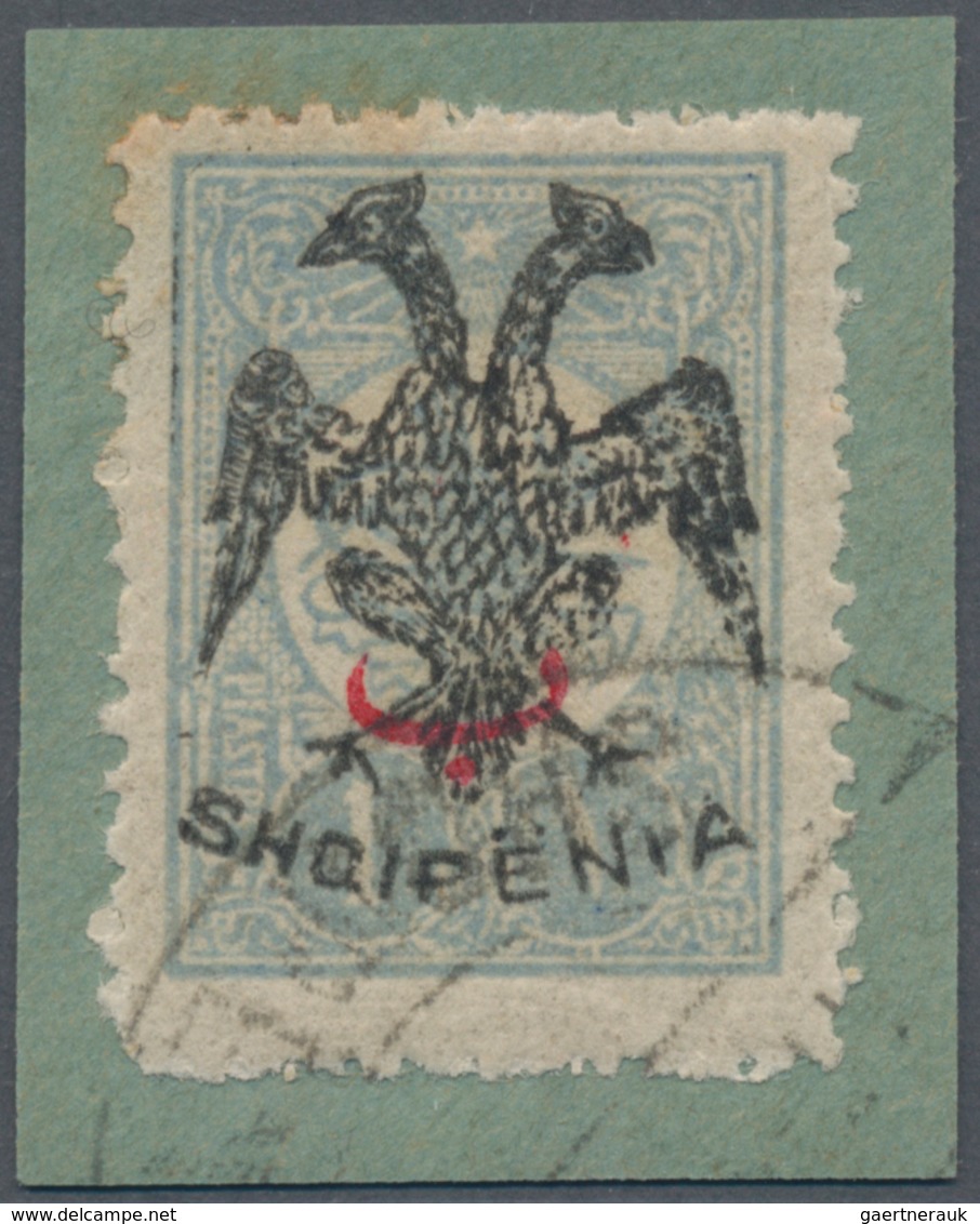 Albanien: 1913. 1 Pi Bright Blue, Stamp Of Turkey (1909-11), Handstamped With Double Headed Albanian - Albania