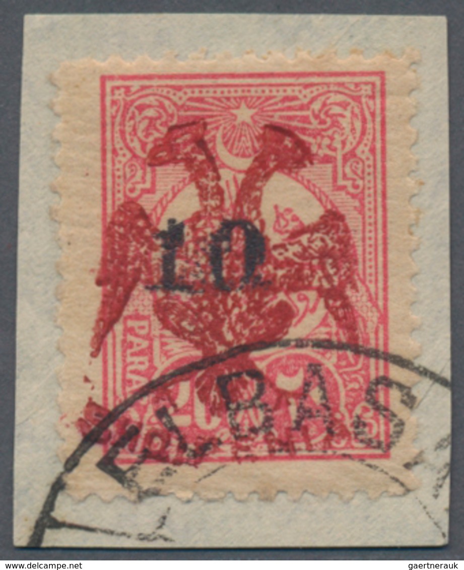 Albanien: 1913, Double Headed Eagle Overprints, Revaluation "10" On 20pa. Rose With RED EAGLE OVERPR - Albania