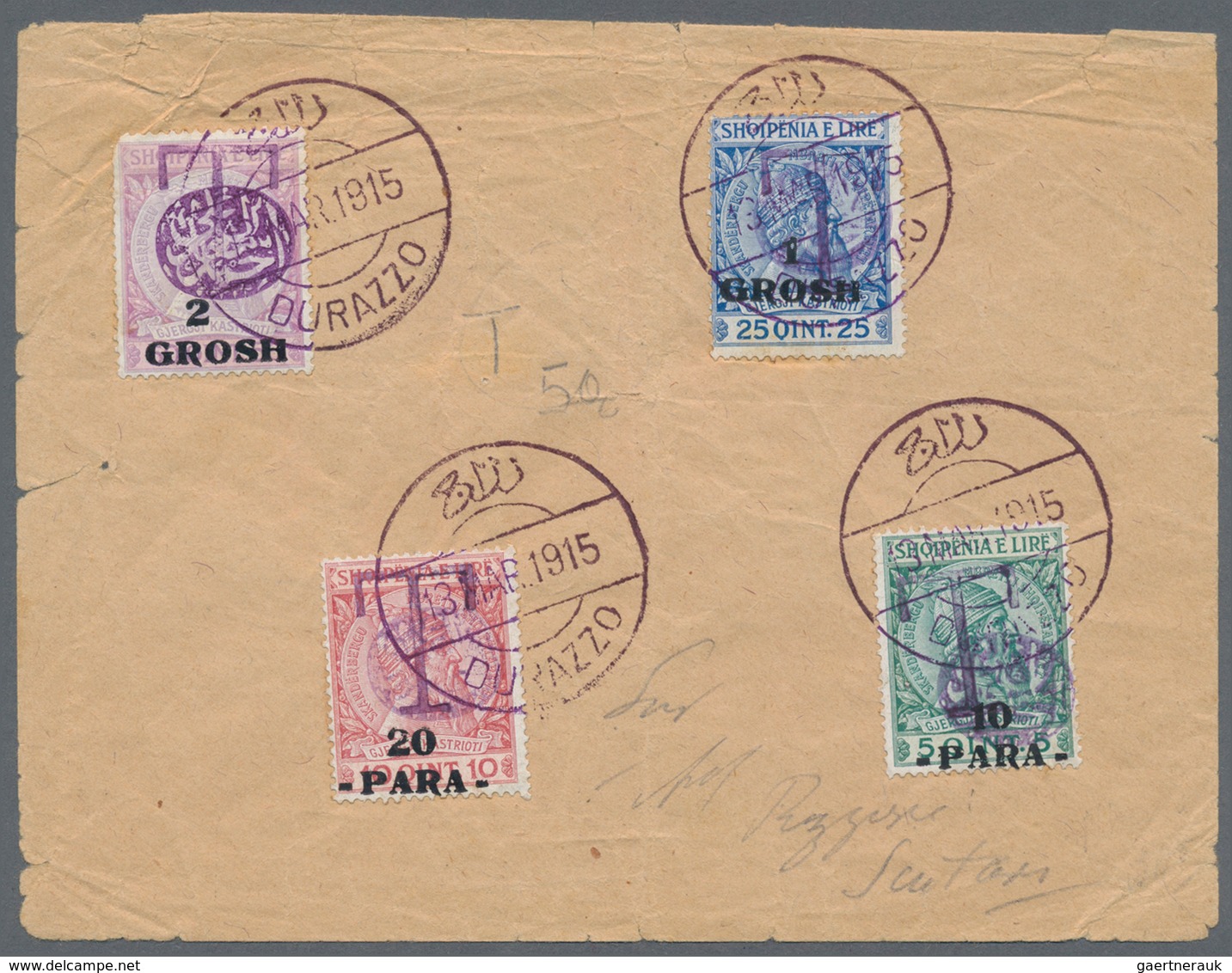 Albanien - Portomarken: 1915, Complete Set Of Postage Dues Handstamped With Pasha’s Seal (SG D55/59) - Albanië