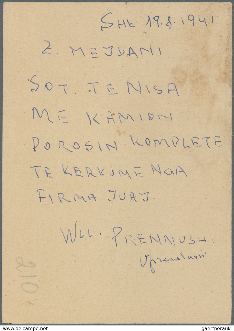 Albanien - Ganzsachen: 1940/1941. Postcard 10q Viktor Emanuel Sent From "Shkoder 19.8.41" To Shumice - Albanien