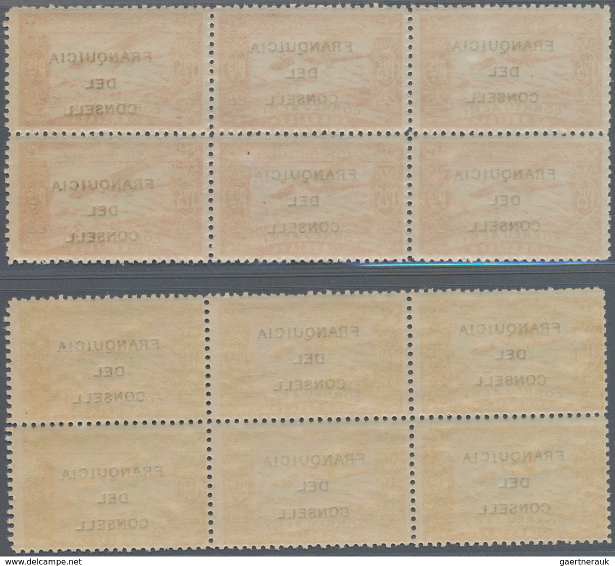 Andorra - Spanische Post: 1932, not issued airmail set of 12 with opt. 'FRANQUICIA DEL CONSELL' in b