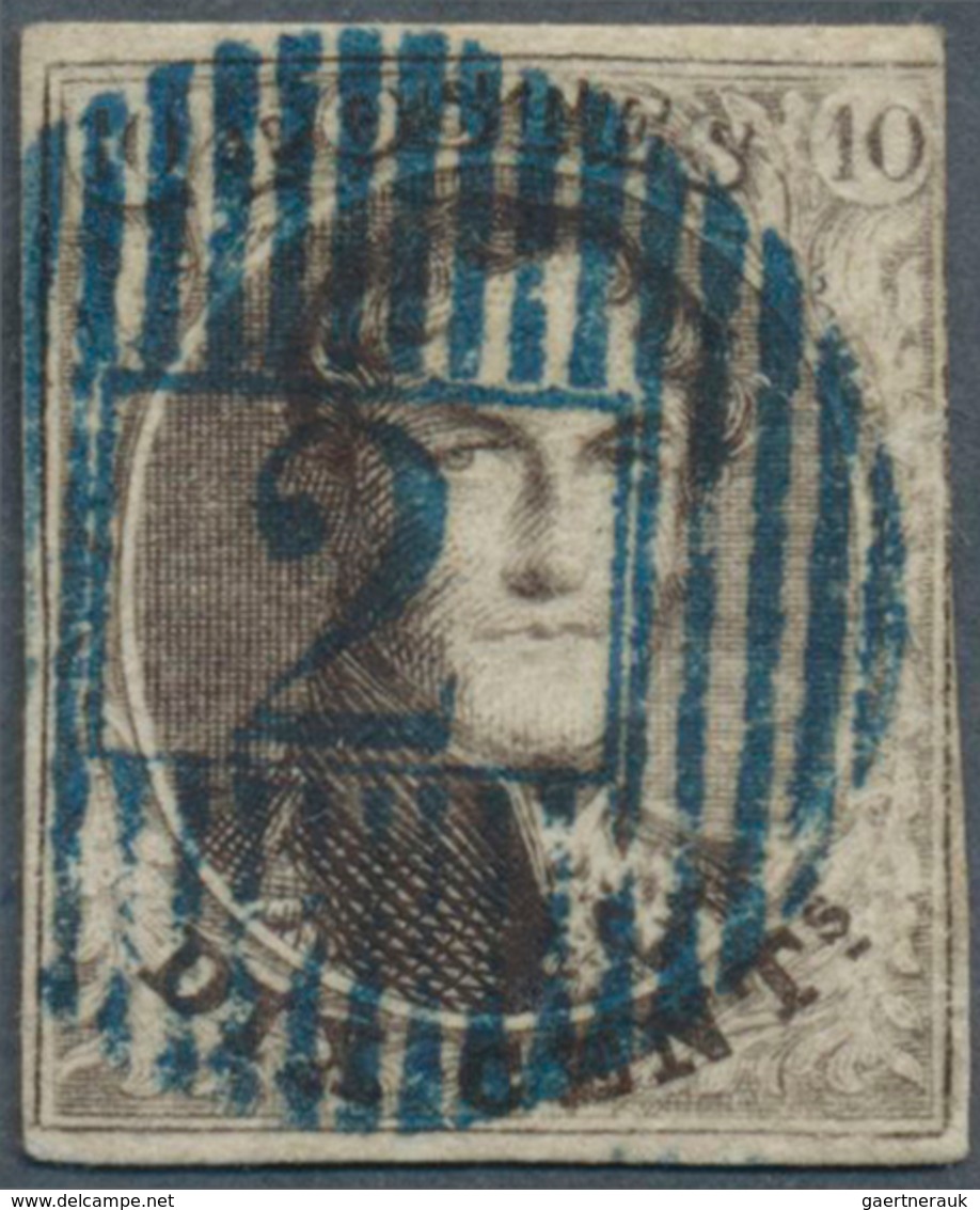 Belgien: 1851, 10c. Brown, Fresh Colour, Touched To Full Margins, Clearly Oblit. By Full Strike Of B - Unused Stamps