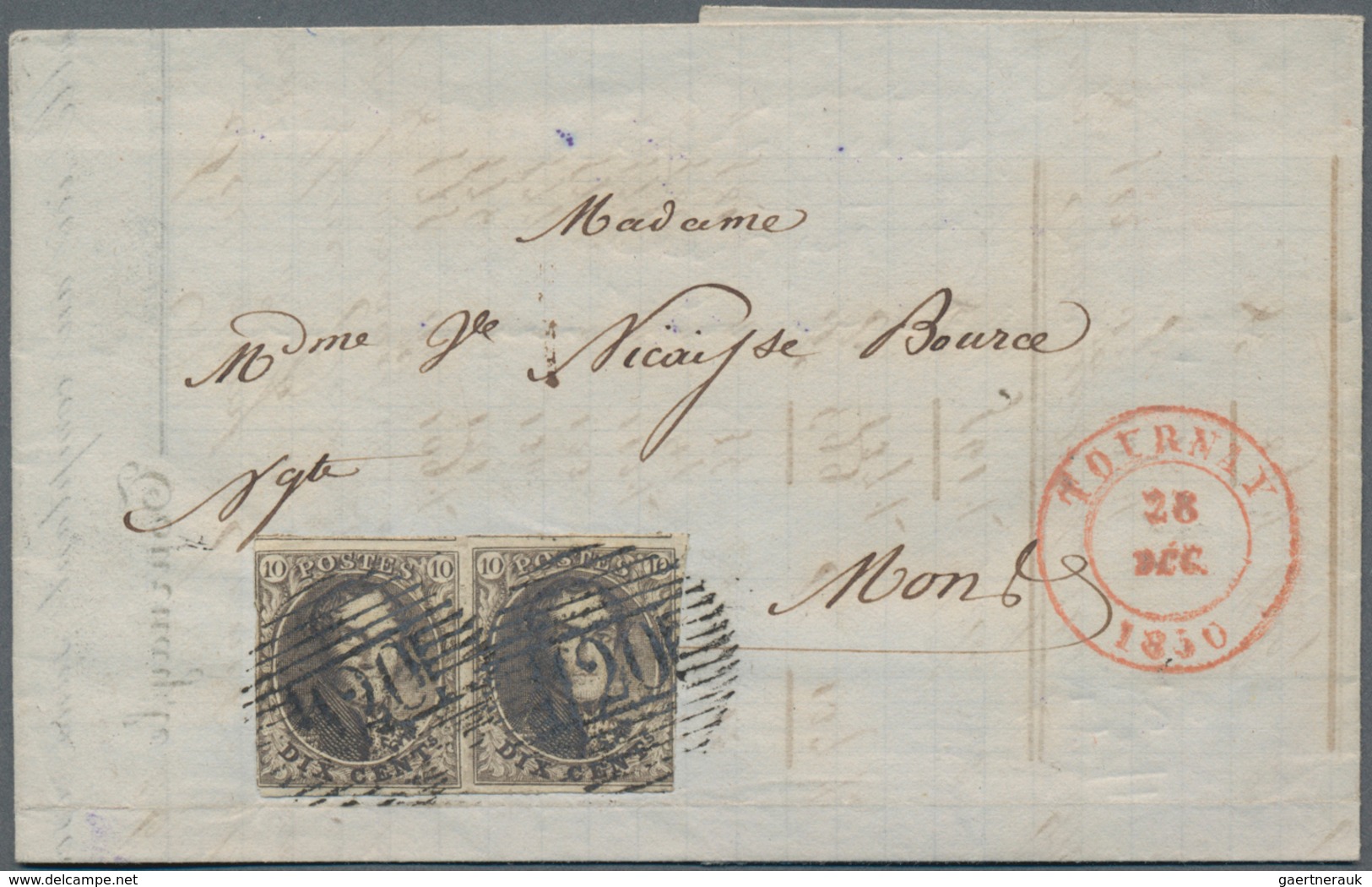 Belgien: 1850/1867, group of 7 covers/entires, comprising imperforated issues as single or multiple