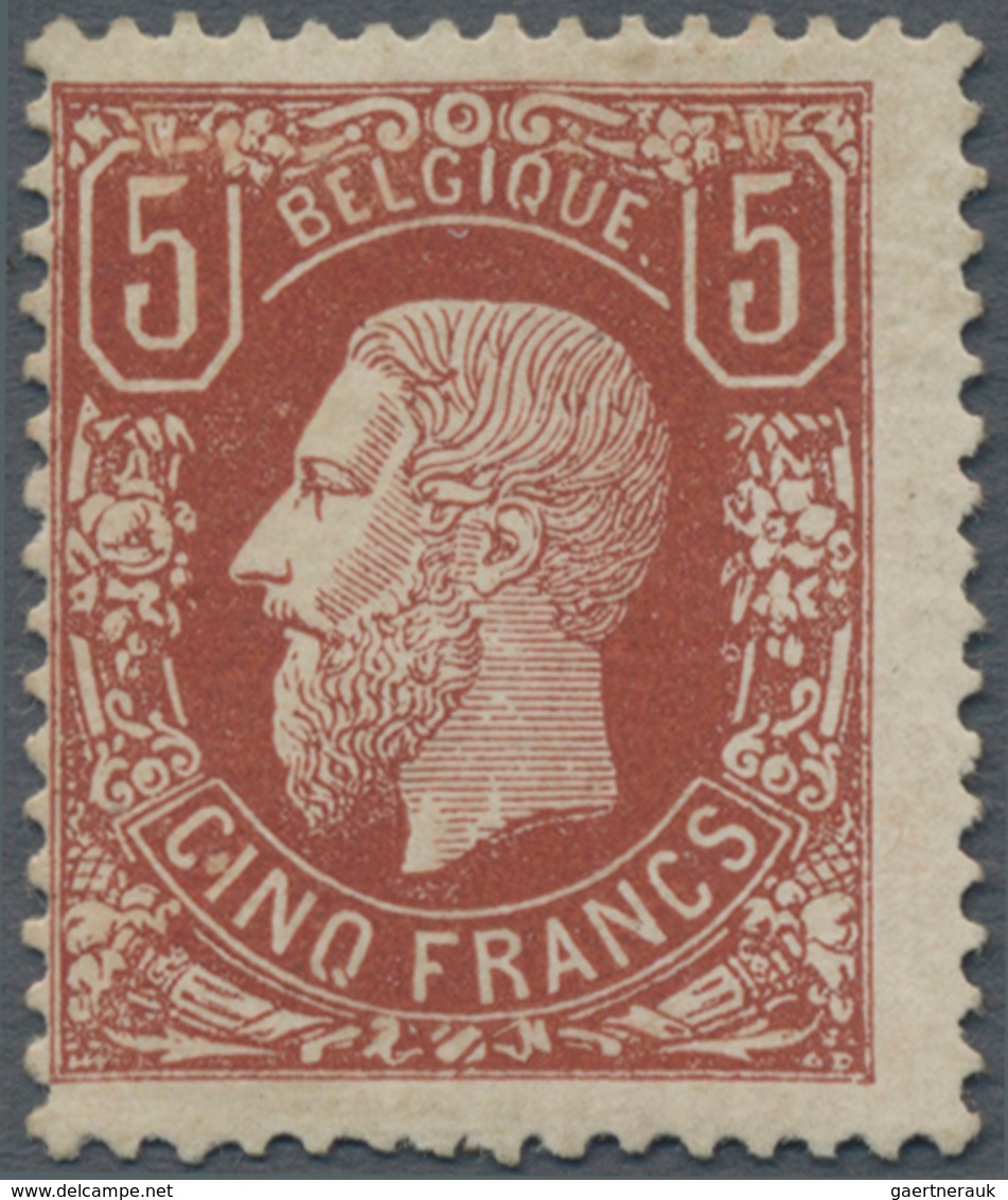 Belgien: 1878, Definitives Leopold, 5fr. Red-brown, Fresh Colour And Well Perforated, Mint Original - Unused Stamps