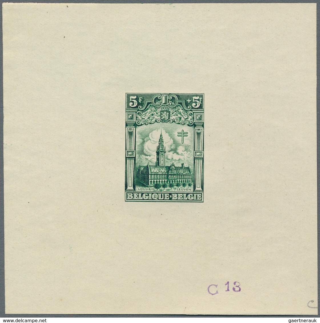 Belgien: 1928, Tuberculosis Fighting, 5fr.+5fr. "Leuven University", Set Of 20 Epreuves In Different - Nuovi