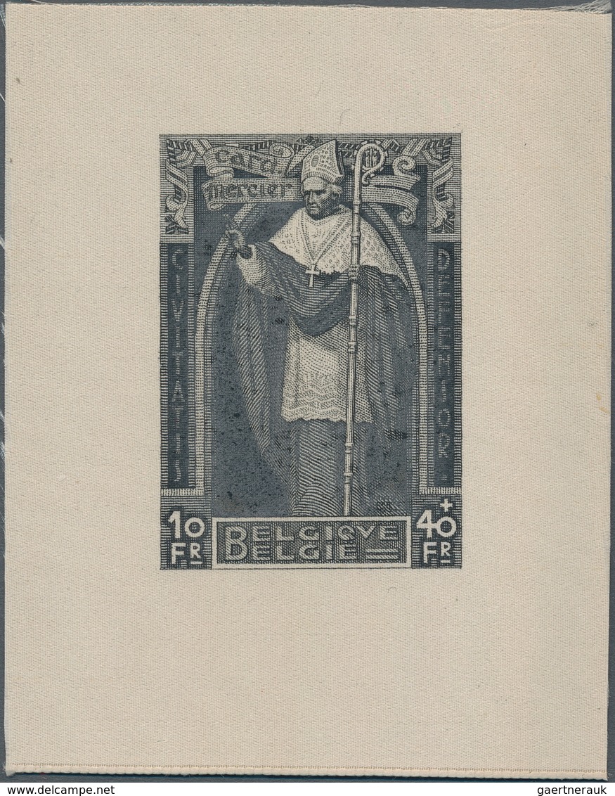 Belgien: 1932, Cardinal Mercier, Essay In Black On SILK. Very Rare And Unusual! - Nuevos