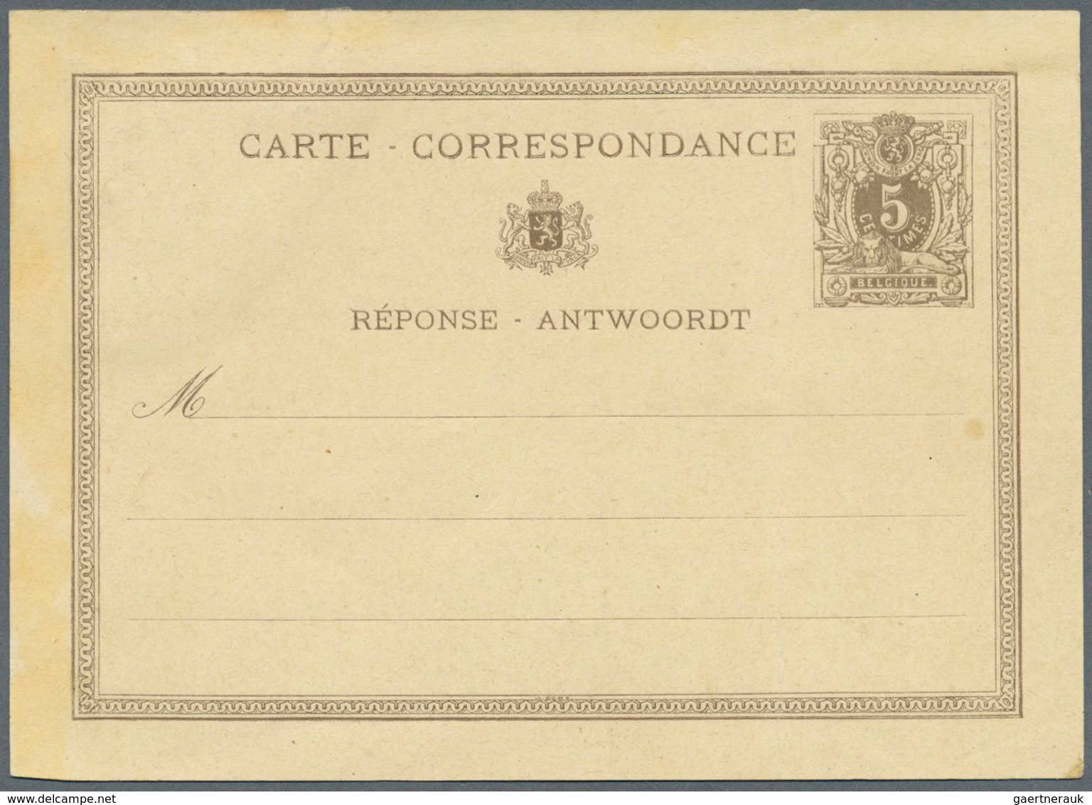 Belgien - Ganzsachen: 1873, Reply Card 5c. + 5c., Group Of Three Proofs: Asking And Reply Part In Is - Autres & Non Classés