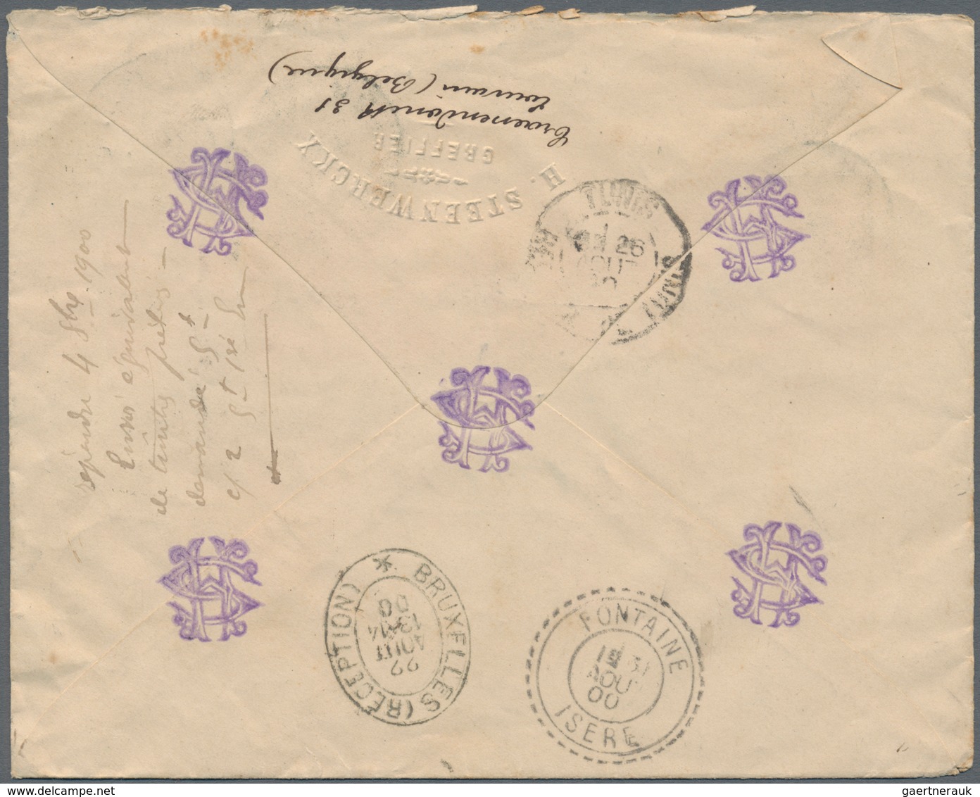 Belgien - Ganzsachen: 1900, Envelope 10 C. Brown Uprated With Non-delivery Tab 5 C. (2), 10 C. And 2 - Andere & Zonder Classificatie