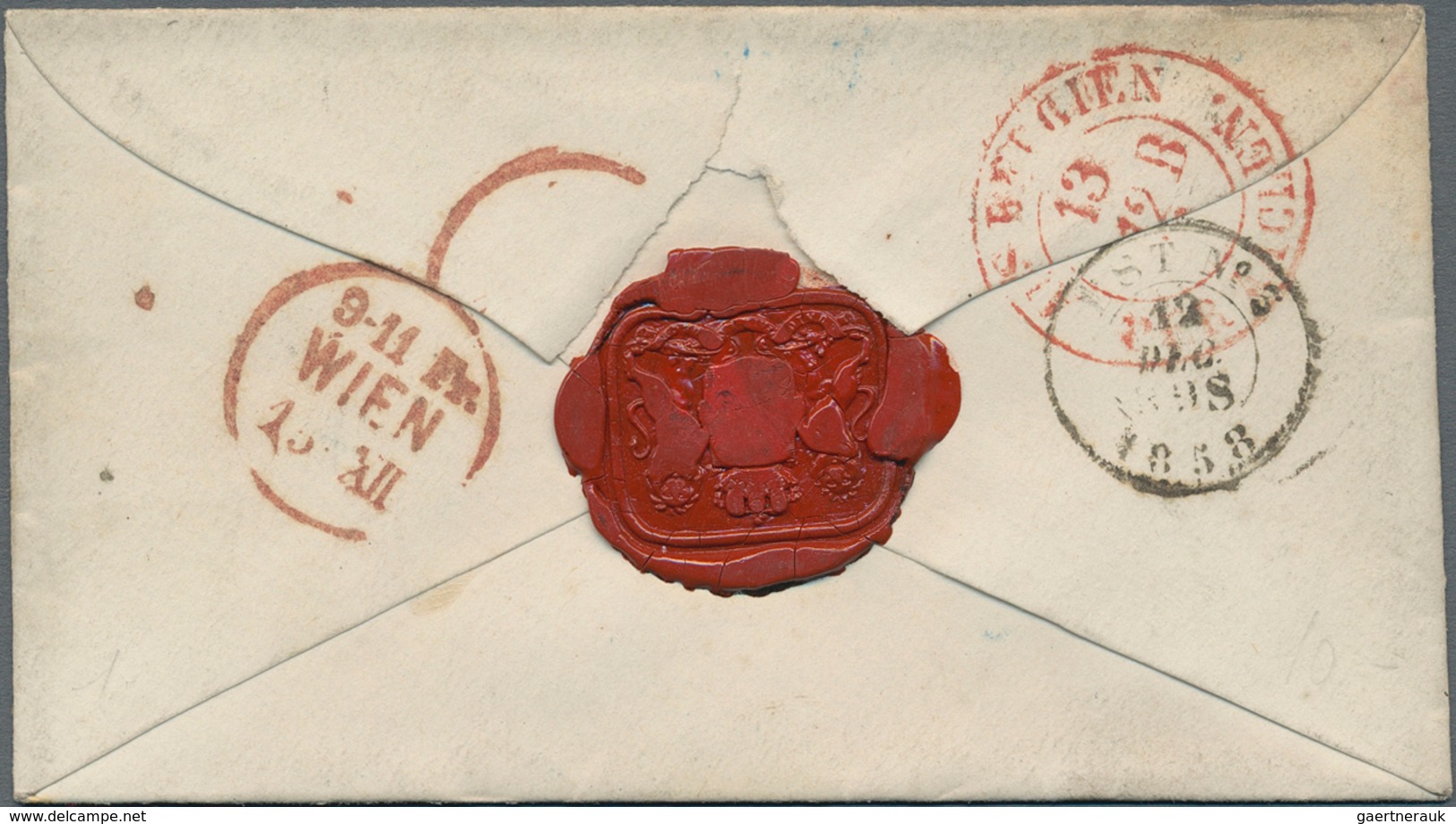 Belgien - Stempel: 1858, Tiny Cover From Bruxelles To Vienna With Double-circle And Straight Line "B - Otros & Sin Clasificación