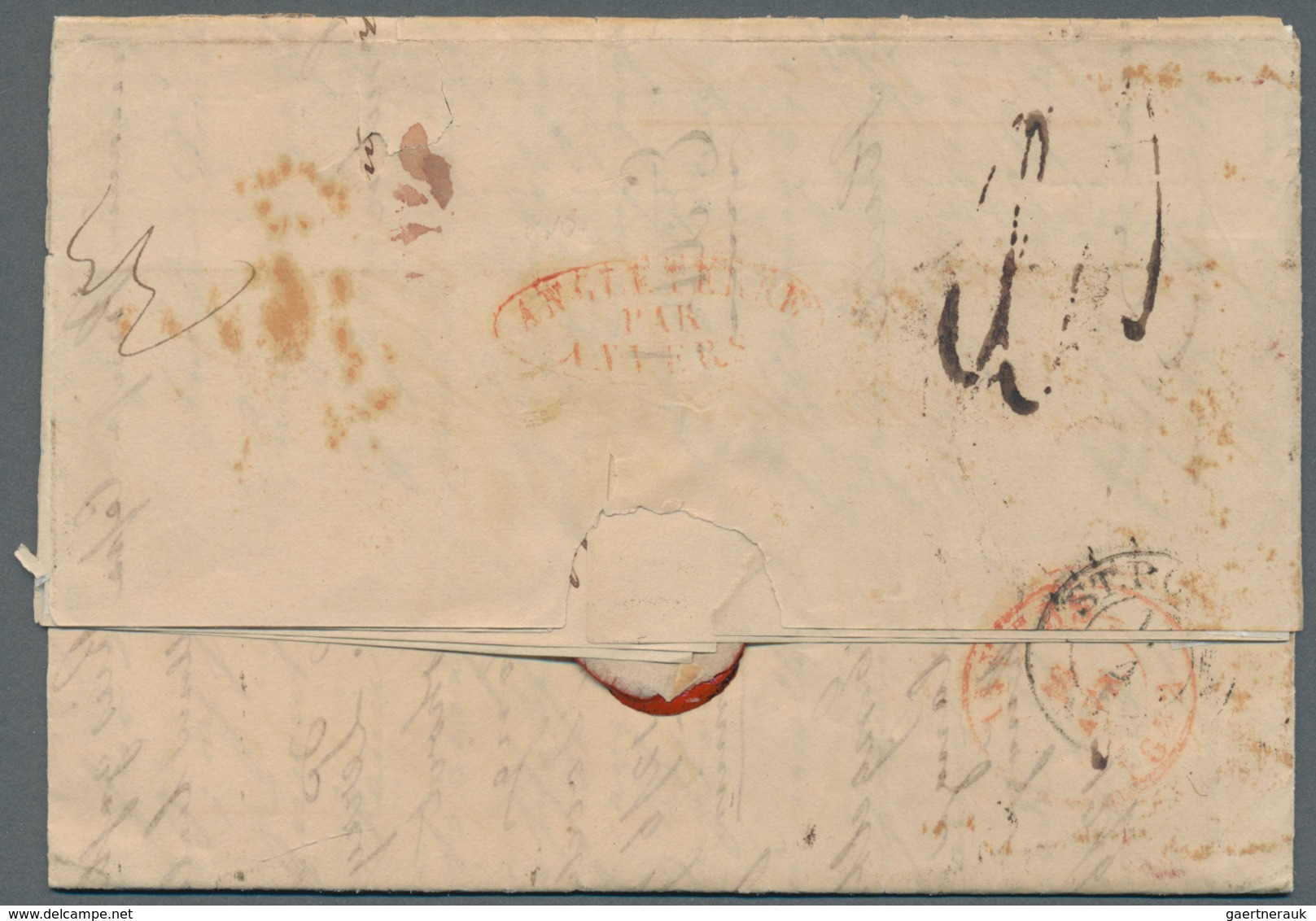 Belgien - Besonderheiten: 1842, "Shipletter P. Antwerp Steamer" Handwritten On Complete Folded Lette - Autres & Non Classés