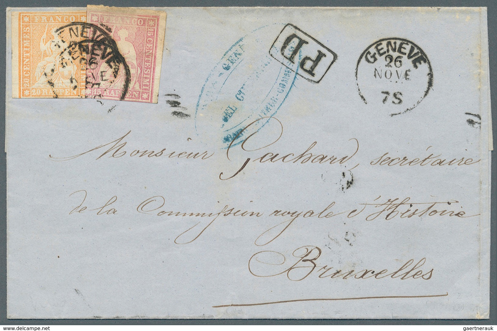 Belgien - Besonderheiten: 1857, Destination BELGIEN: Strubel-Brief Mit 15 Rp. Rosa (Eckrandstück) Un - Other & Unclassified