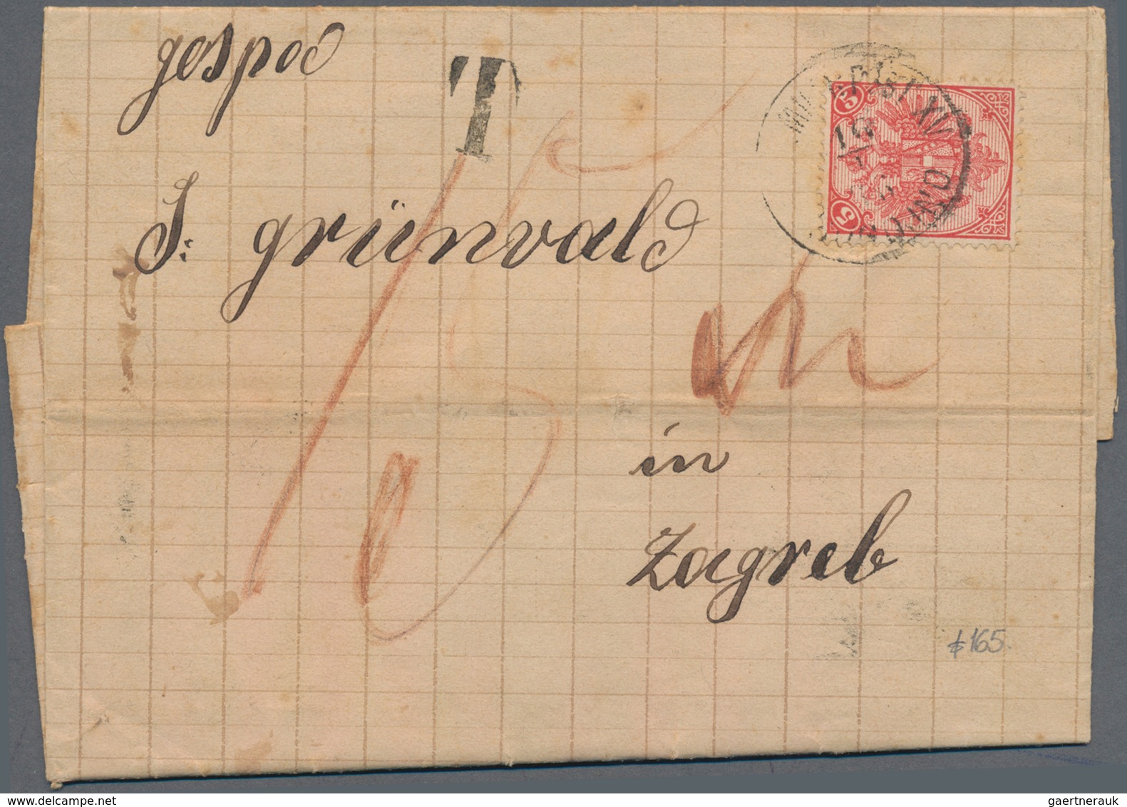 Bosnien Und Herzegowina (Österreich 1879/1918): 1886, Double Letter Sheet To ZAGREB Franked Litho 5K - Bosnië En Herzegovina