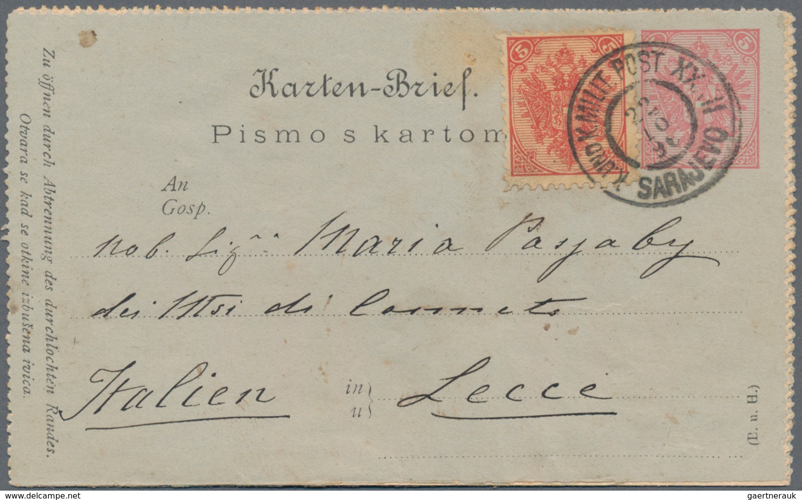 Bosnien Und Herzegowina (Österreich 1879/1918): 1893/1906. Two Postal Stationery Letter Cards, The F - Bosnia And Herzegovina