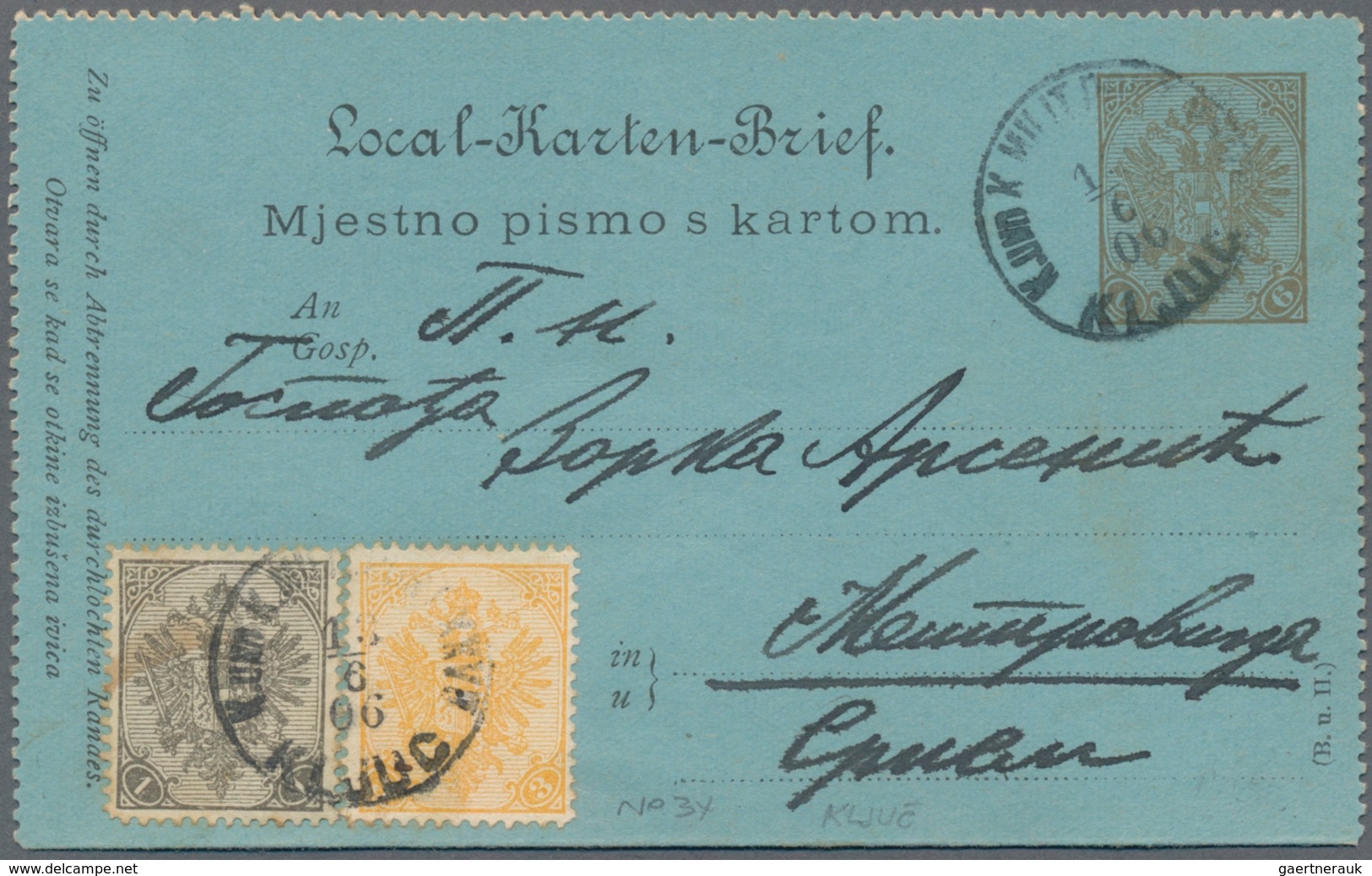 Bosnien Und Herzegowina (Österreich 1879/1918): 1893/1906. Two Postal Stationery Letter Cards, The F - Bosnia And Herzegovina