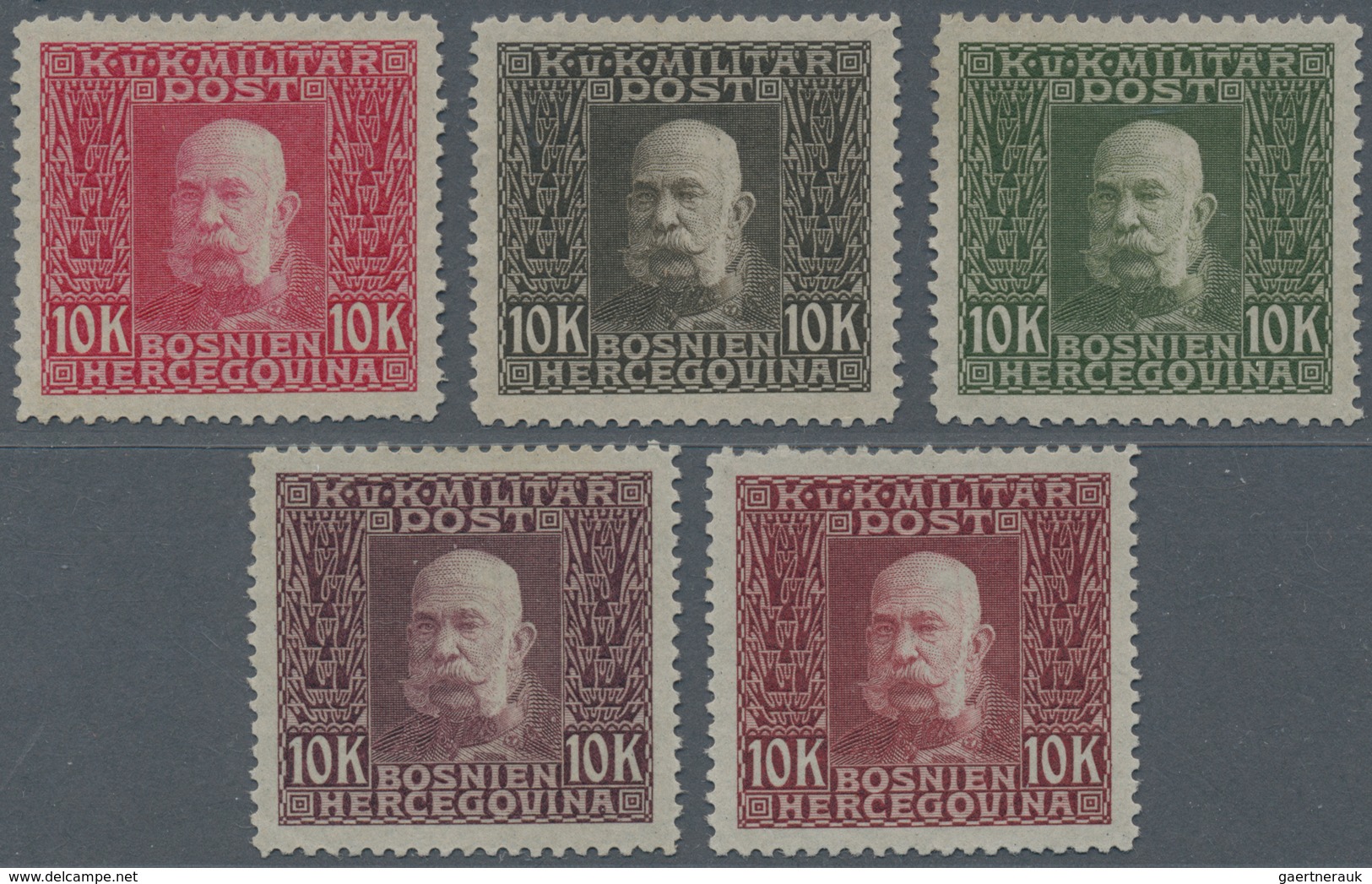 Bosnien Und Herzegowina (Österreich 1879/1918): 1914, 10 Kr Freimarke Franz Josef I., 5 Gezähnte Ung - Bosnië En Herzegovina