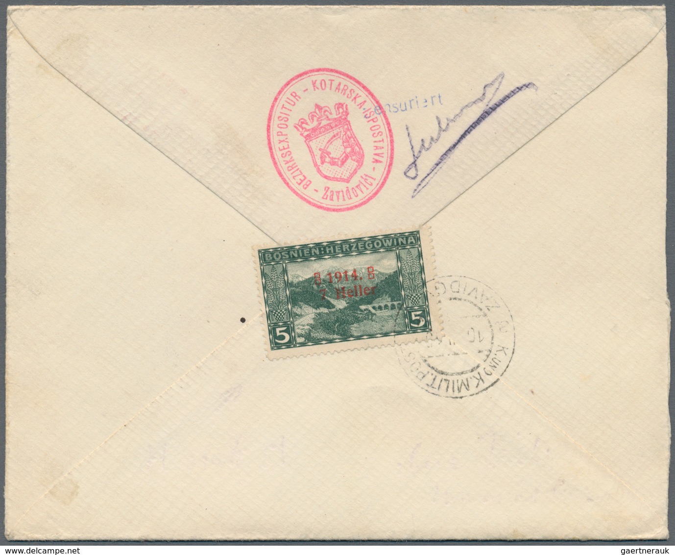 Bosnien Und Herzegowina (Österreich 1879/1918): 1915. Registered Letter To Klara Von Jedina, VIENNA, - Bosnia And Herzegovina