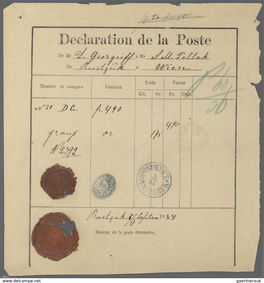 Bulgarien: 1884, "Declaration De La Poste", Used Form With Blue C.d.s. "ROUSTCHOUK 5 IX 84" To Vienn - Covers & Documents