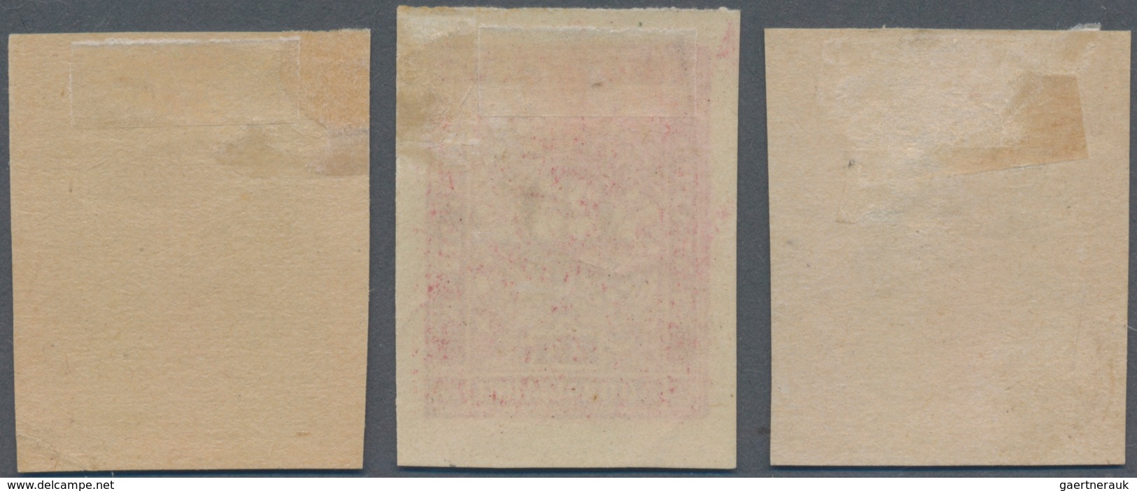 Bulgarien - Portomarken: 1886. 5 St Orange, 25 St Brown-lake And 50 St Deep Blue, Imperforated, Larg - Segnatasse