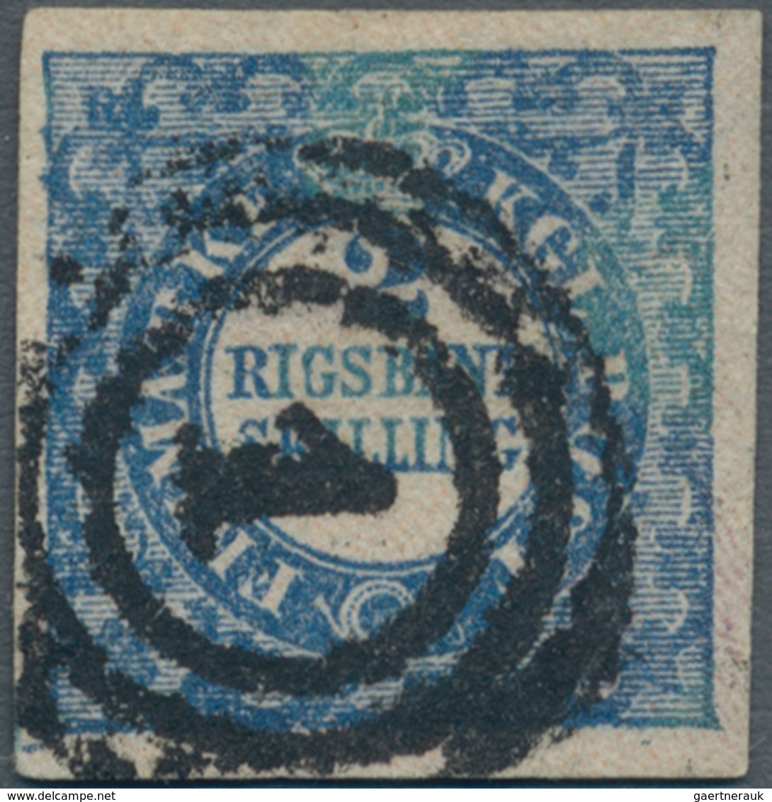 Dänemark: 1851, 2 S. Blue, Thiele Printing, Wide Margins All Around, Fresh Colour, Used With Clear S - Ongebruikt