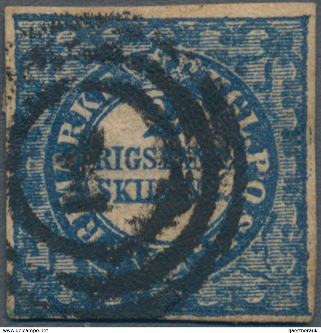 Dänemark: 1851, 2 S. Blue, Thiele Printing, Good Margin At The Bottom, All Other Three Margins Very - Unused Stamps