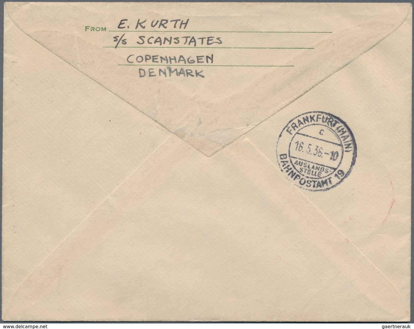 Dänemark: 1936, 2nd NORTH AMERICA FLIGHT LZ 129, Cover Postmarked " POSTKONTORET KBHVN'S FRIHAVEN" S - Ongebruikt