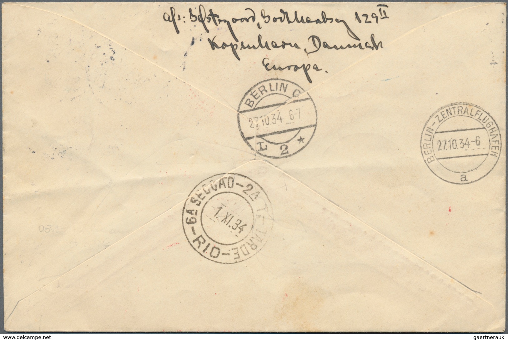 Dänemark: 1934, 11th SOUTH AMERICA FLIGHT: Printed Matter, Registered From Kopehagen With Connecting - Unused Stamps