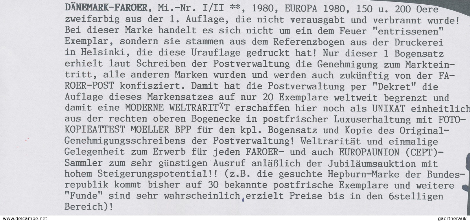 Dänemark - Färöer: 1980, Europa Cept "Famous Persons", 150ö. "Jakob Jakobsen" And 200ö. "Vensel Ulri - Faroe Islands