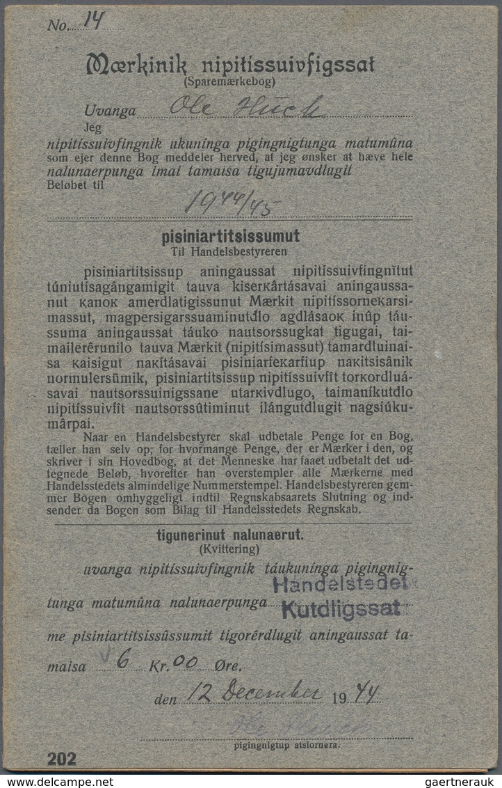 Dänemark - Grönland: 1944-45 Saving Stamps Booklet In Grey Containing 24 Large-numeral Postal Saving - Brieven En Documenten