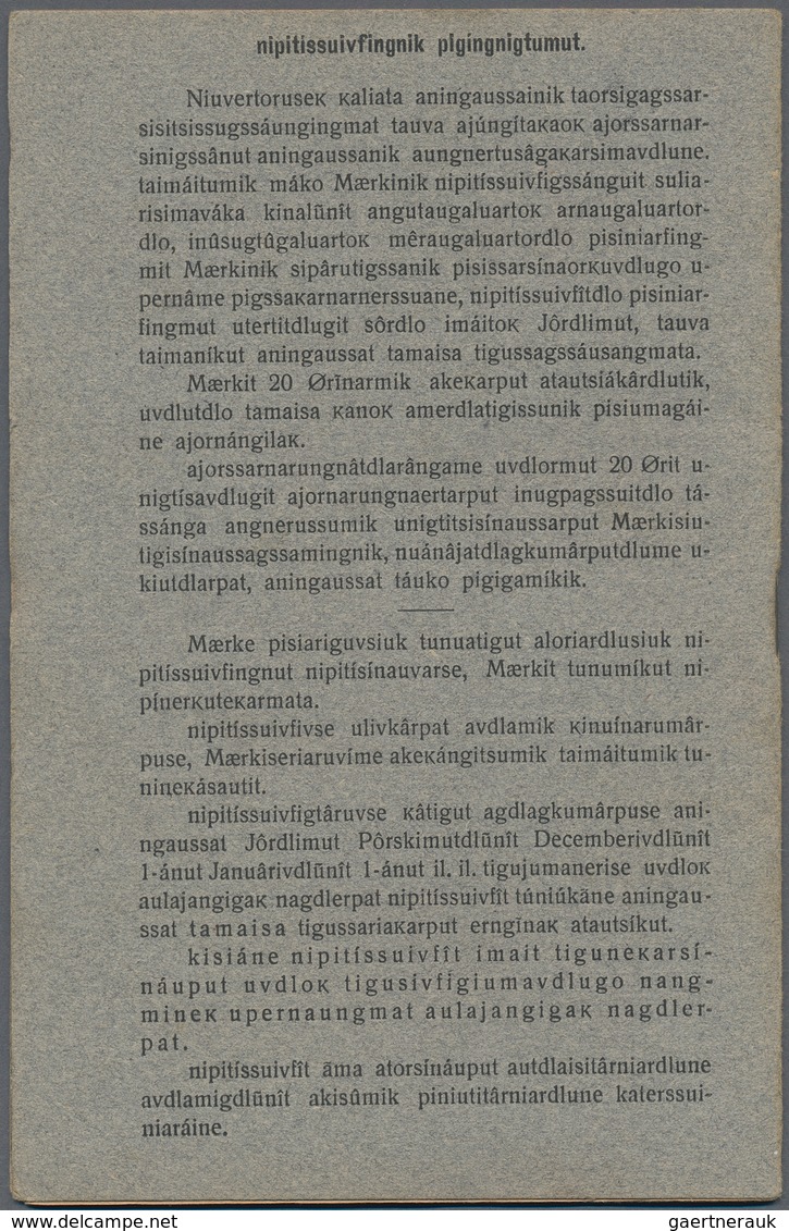 Dänemark - Grönland: 1944-45 Saving Stamps Booklet In Grey Containing 24 Large-numeral Postal Saving - Brieven En Documenten