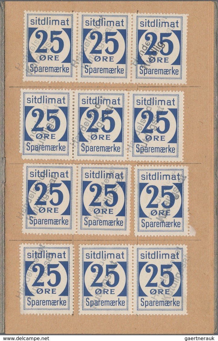 Dänemark - Grönland: 1944-45 Saving Stamps Booklet In Grey Containing 24 Large-numeral Postal Saving - Covers & Documents