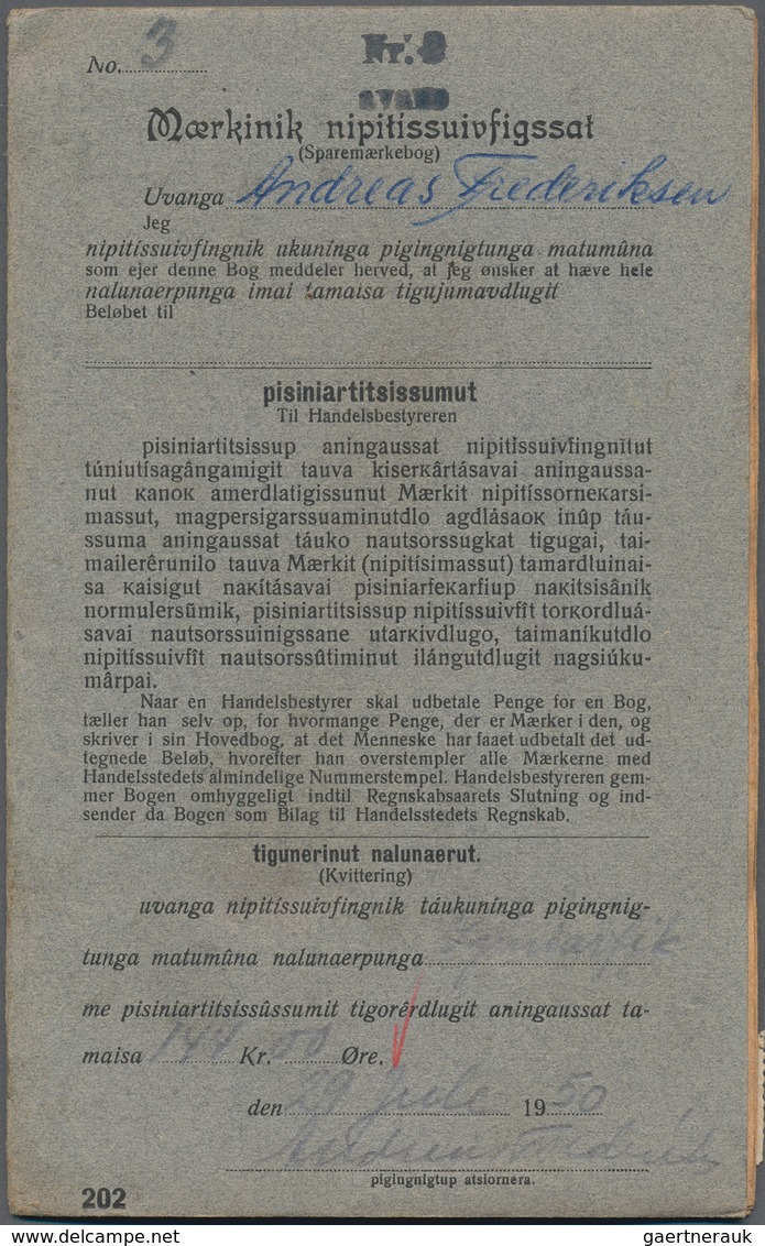 Dänemark - Grönland: 1950 Saving Stamps Booklet In Grey Containing The Maximum Of 144 Large-numeral - Lettres & Documents