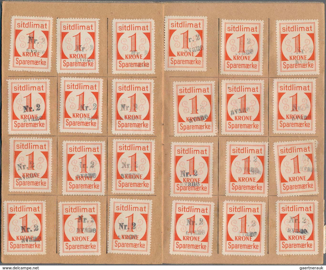 Dänemark - Grönland: 1950 Saving stamps booklet in grey containing the maximum of 144 large-numeral