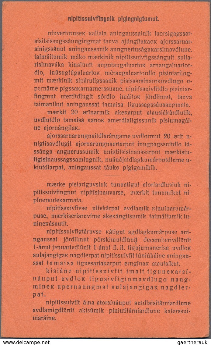 Dänemark - Grönland: 1950 Saving Stamps Booklet In Red-orange Containing 30 Large-numeral Postal Sav - Covers & Documents