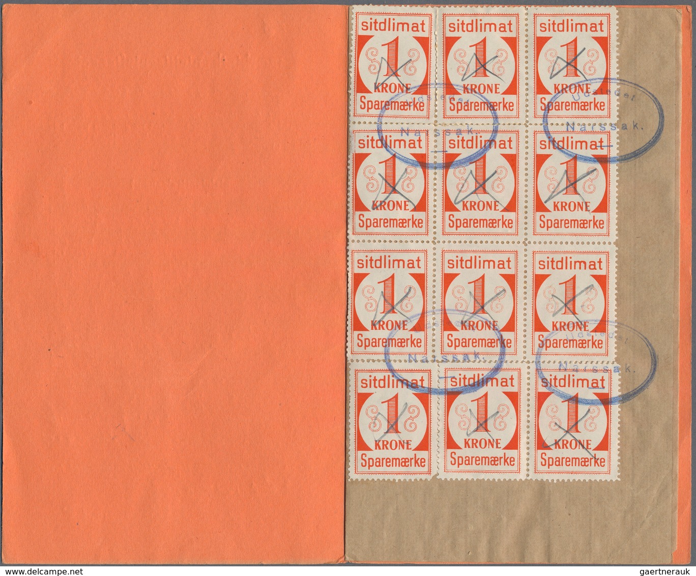 Dänemark - Grönland: 1950 Saving Stamps Booklet In Red-orange Containing 30 Large-numeral Postal Sav - Brieven En Documenten