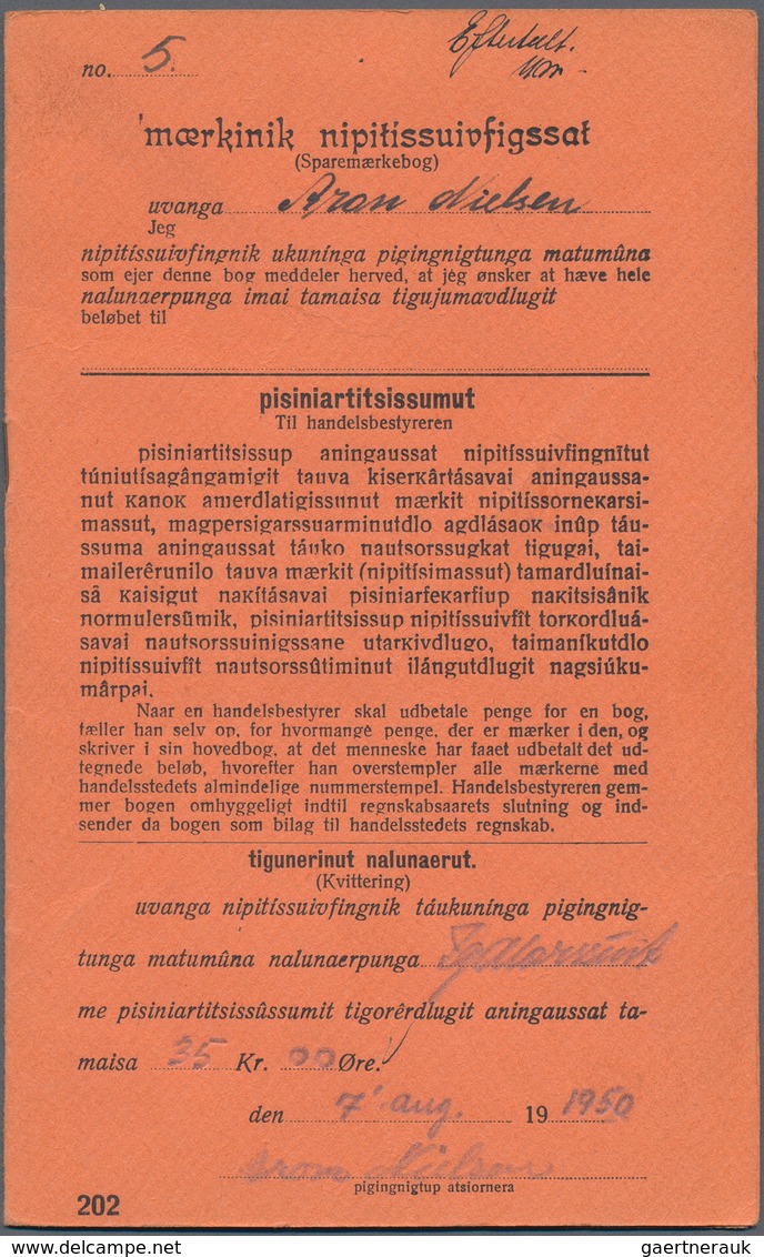 Dänemark - Grönland: 1950 Saving Stamps Booklet In Red-orange Containing 35 Large-numeral Postal Sav - Brieven En Documenten