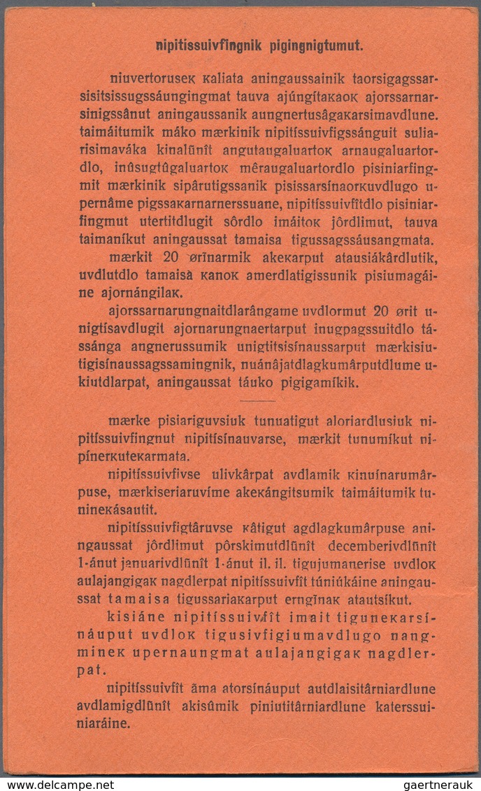 Dänemark - Grönland: 1950 Saving Stamps Booklet In Red-orange Containing 35 Large-numeral Postal Sav - Brieven En Documenten