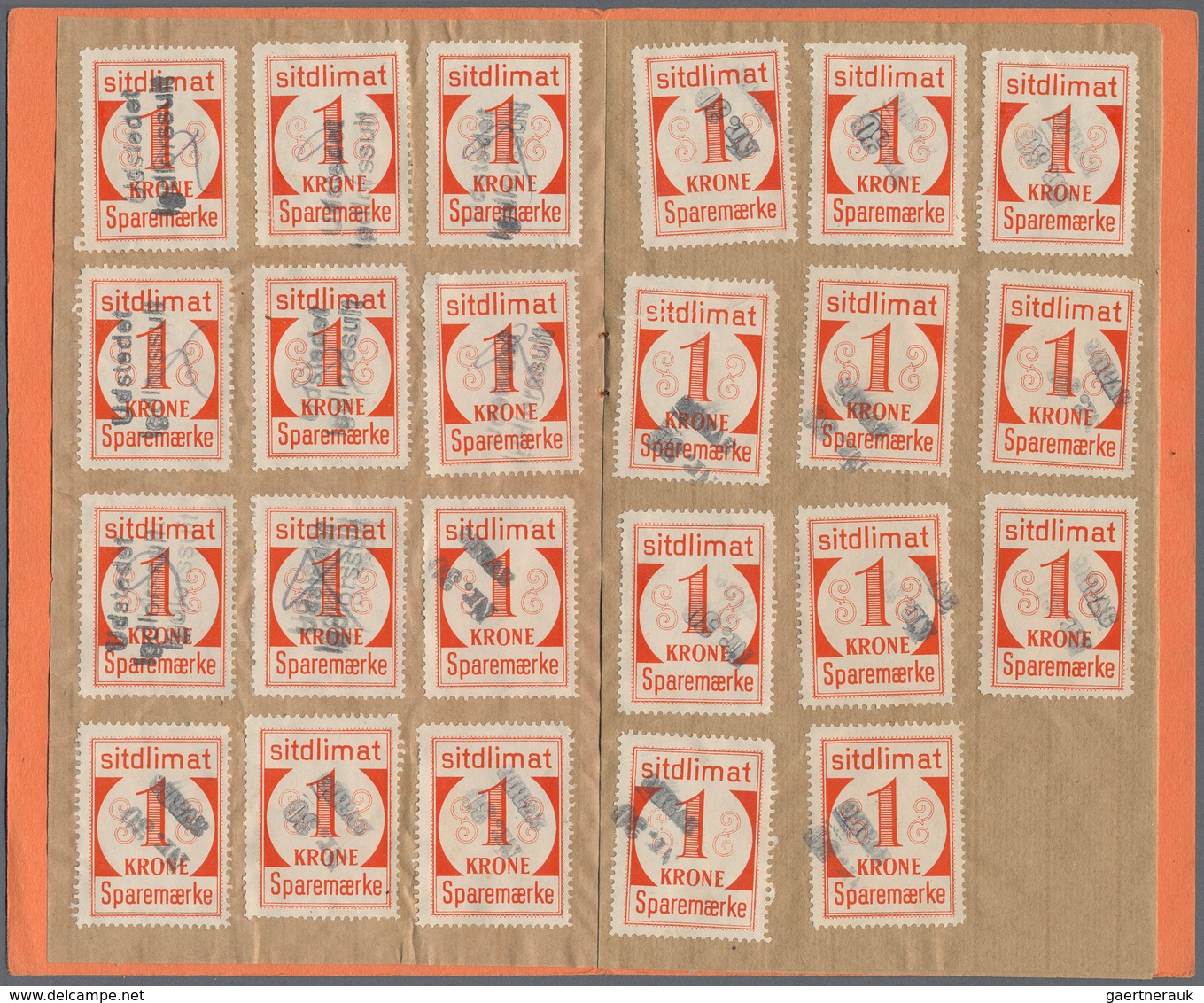 Dänemark - Grönland: 1950 Saving Stamps Booklet In Red-orange Containing 35 Large-numeral Postal Sav - Brieven En Documenten
