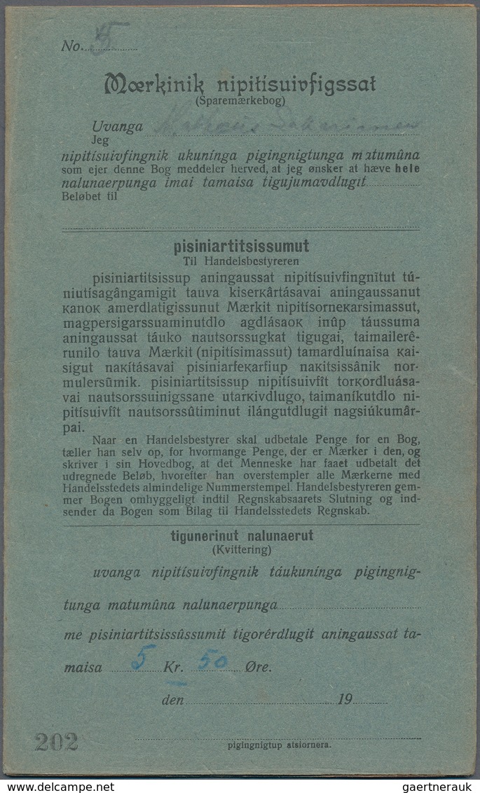 Dänemark - Grönland: 1950's Saving Stamps Booklet In Grey-green Containing 22 Large-numeral Postal S - Brieven En Documenten