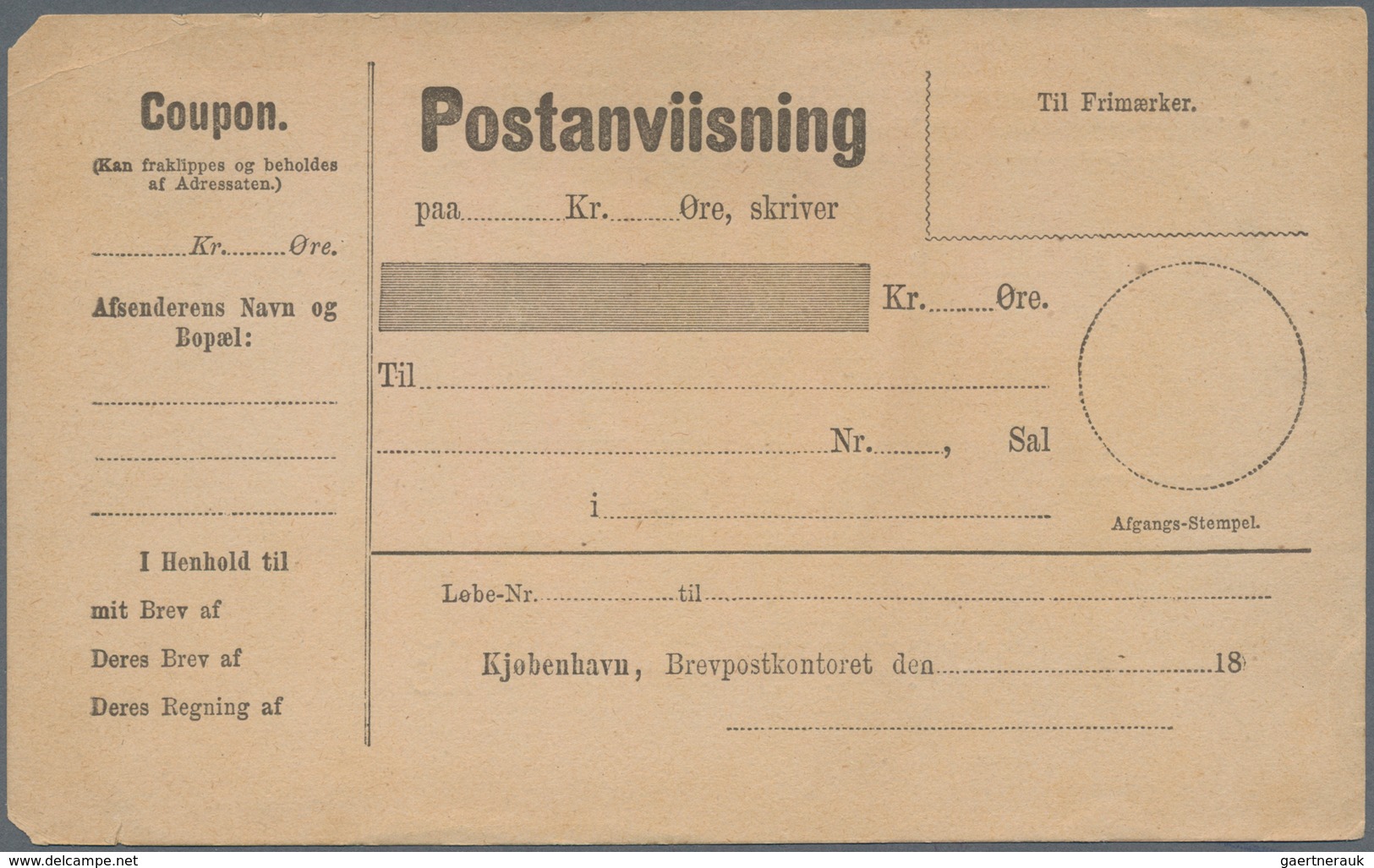 Dänemark - Ganzsachen: 1875/80 Two Forms For Postal Money Orders, Different Types, Once With 18 At B - Postal Stationery