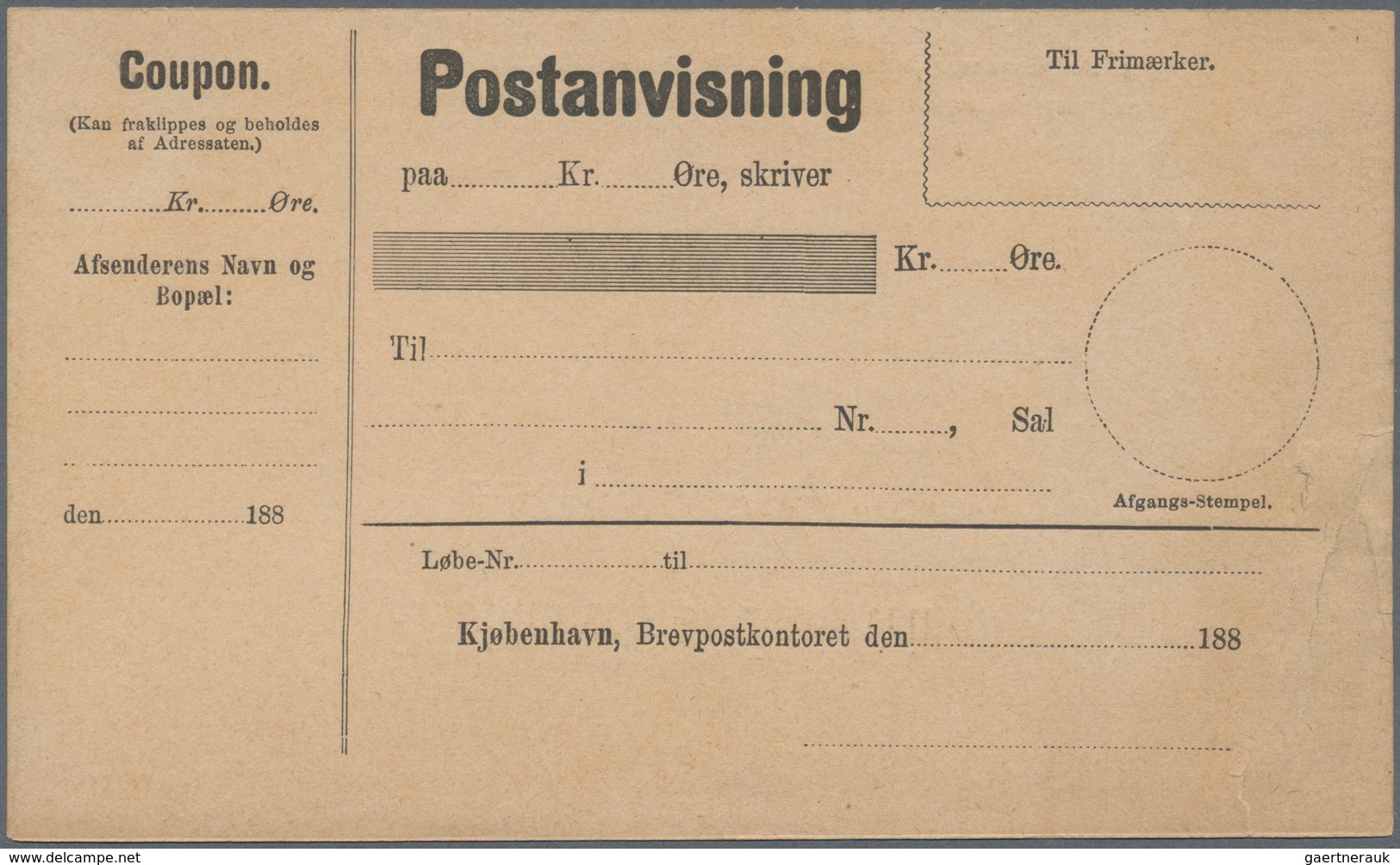 Dänemark - Ganzsachen: 1875/80 Two Forms For Postal Money Orders, Different Types, Once With 18 At B - Postal Stationery