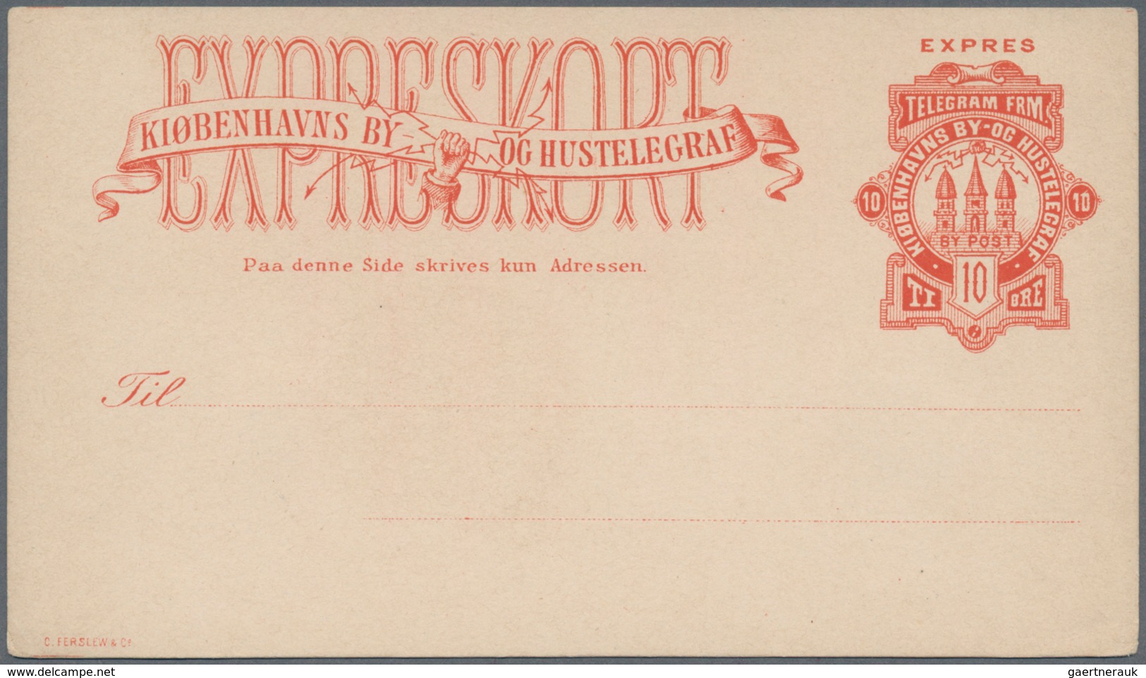 Dänemark - Ganzsachen: 1882 Two Unused Postal Stationery Express Cards 10 öre On White Paper In Good - Enteros Postales