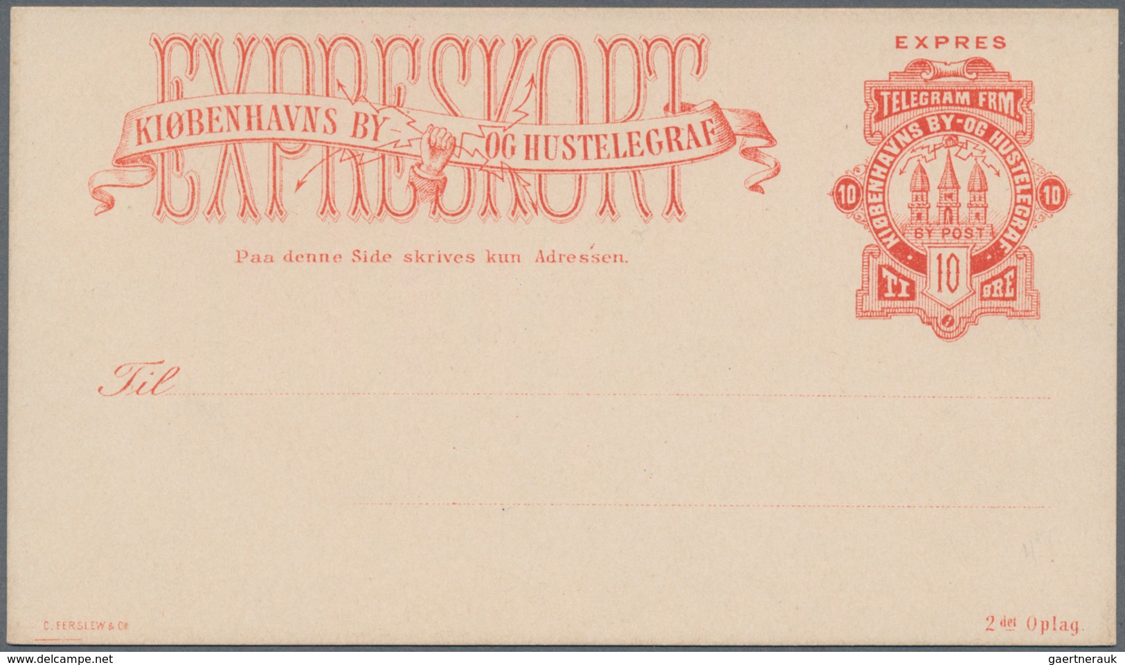 Dänemark - Ganzsachen: 1882 Two Unused Postal Stationery Express Cards 10 öre On White Paper In Good - Enteros Postales