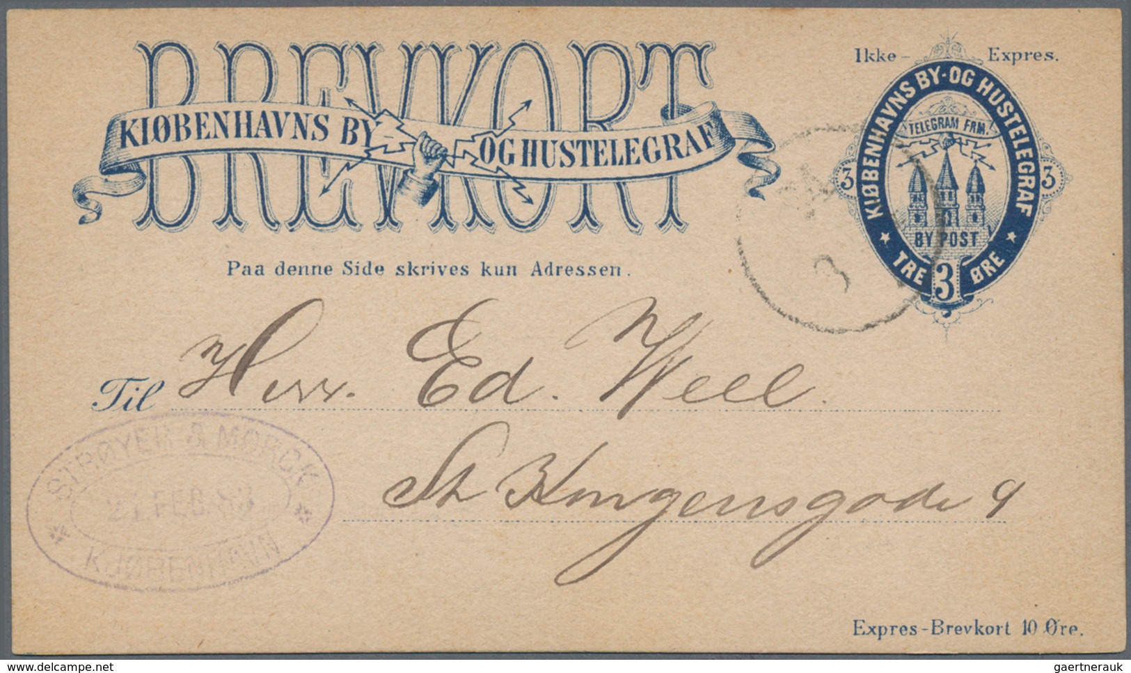 Dänemark - Ganzsachen: 1883 Commercially Local Used Postal Stationery Card Of Private Town Post Of C - Postwaardestukken